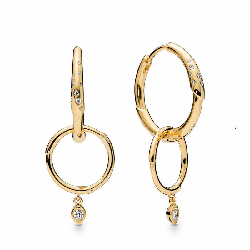 Pandora Shine™ Flower Stem Hoop Earrings - 18ct Gold Plated/Cubic Zirconia - Canada | OF8564IA